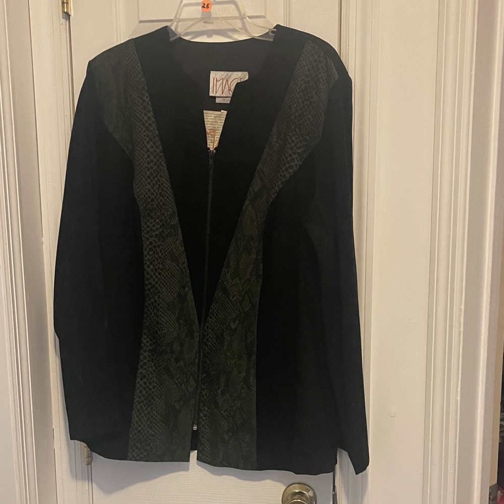 Sears Black and Green faux suede Blazer & Pant Set
